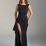 Long Slim Bodycon Ruffles High Split Sexy Spring Summer Maxi Dress