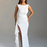 Long Slim Bodycon Ruffles High Split Sexy Spring Summer Maxi Dress