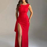 Long Slim Bodycon Ruffles High Split Sexy Spring Summer Maxi Dress