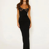 Long Slim Bodycon Spaghetti Strap Spring Summer Backless Sexy Party Maxi Dress