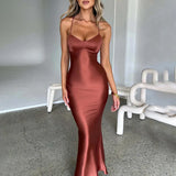 Long Slim Bodycon Spaghetti Strap Backless Sexy Spring Summer Maxi Dress