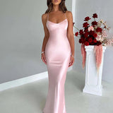 Long Slim Bodycon Spaghetti Strap Backless Sexy Spring Summer Maxi Dress