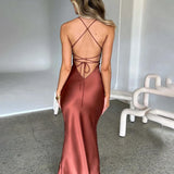 Long Slim Bodycon Spaghetti Strap Backless Sexy Spring Summer Maxi Dress