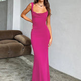 Long Slim Bodycon Spaghetti Strap Bow Backless Sexy Spring Summer Maxi Dress