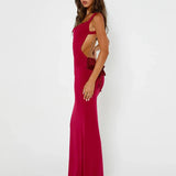 Long Slim Bodycon Spaghetti Strap Bow Backless Sexy Spring Summer Maxi Dress