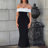 Off Shoulder Long Slim Bodycon Spring Summer Backless Nightclub Sexy Midi Dress