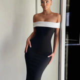 Off Shoulder Long Slim Bodycon Spring Summer Backless Nightclub Sexy Midi Dress