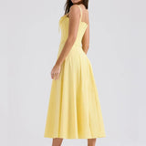 Waist Wrap A-line Long Spaghetti Strap Summer Backless Sexy Midi Dress
