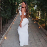 Hollow Out Backless Party Summer Spaghetti Strap Strapless Slim Bodycon Sexy Midi Dress
