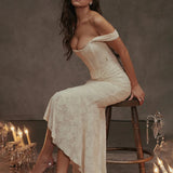 Jacquard Off Shoulder Mermaid Nightclub Long Sexy Spring Summer Maxi Dress