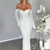 Knitting Bodycon Elegant Long Backless Sexy Party Maxi Dress