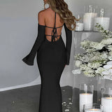 Knitting Bodycon Elegant Long Backless Sexy Party Maxi Dress