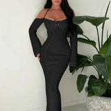 Knitting Bodycon Elegant Long Backless Sexy Party Maxi Dress