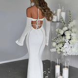Knitting Bodycon Elegant Long Backless Sexy Party Maxi Dress