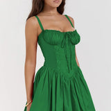 Lace Patchwork A-line Spaghetti Strap Spring Summer Backless Nightclub Party Mini Dress