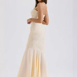 Lace Pleated Bodycon Mermaid Spaghetti Strap Spring Summer Long Sexy Party Maxi Dress