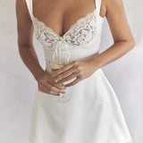 Lace Splicing Spaghetti Strap Club Party Summer Backless Strapless A-line Mini Dress