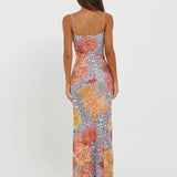 Leopard Print Bodycon Spaghetti Strap Backless Sexy Long Spring Summer Maxi Dress