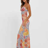 Leopard Print Bodycon Spaghetti Strap Backless Sexy Long Spring Summer Maxi Dress