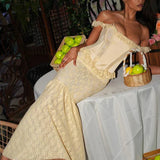 Mermaid Long Off Shoulder Lace Patchwork Backless Sexy Spring Summer Maxi Dress