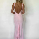 Mermaid Bodycon Elegant Long Halter Backless Nightclub Sexy Summer Maxi Dress