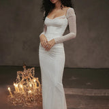 Mesh Pleated Slim Bodycon Long Backless Nightclub Sexy Party Maxi Dress