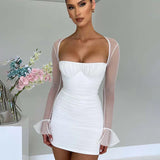 Waist Wrap A-line Lace Strapless Summer Backless Nightclub Sexy Party Mini Dress