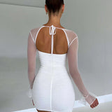 Waist Wrap A-line Lace Strapless Summer Backless Nightclub Sexy Party Mini Dress