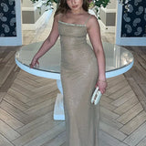 Nightclub Sequin Spaghetti Strap Summer Slim Bodycon Long Elegant Midi Dress