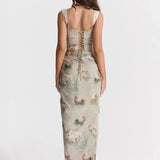 Nightclub Party Crop Top High Split Long Maxi Skirts Slim Summer 2 Piece Dress