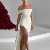 Off Shoulder Long Summer High Split Backless Nightclub Sexy Party Maxi Dress