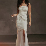 One Shoulder Pleated Slim Bodycon Backless Elegant Long Spring Summer Maxi Dress