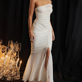 One Shoulder Pleated Slim Bodycon Backless Elegant Long Spring Summer Maxi Dress