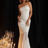 One Shoulder Pleated Slim Bodycon Backless Elegant Long Spring Summer Maxi Dress