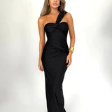 One Shoulder Bodycon Strapless Long Backless Sexy Spring Summer Maxi Dress