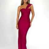 One Shoulder Bodycon Strapless Long Backless Sexy Spring Summer Maxi Dress