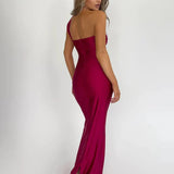 One Shoulder Bodycon Strapless Long Backless Sexy Spring Summer Maxi Dress