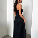Pleated A-line Long Off Shoulder Backless Nightclub Spring Summer Maxi Dress