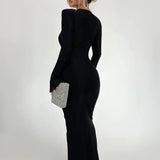 Pleated Slim Bodycon Autumn Winter Nightclub Party Elegant Long Maxi Dress