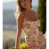 Print Bodycon A-line Spaghetti Strap Summer Long Nightclub Sexy Midi Dress