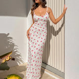 Print Spaghetti Strap Slim Bodycon Backless Nightclub Sexy Spring Summer Maxi Dress