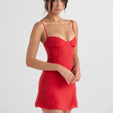 Short A-Line Summer Sexy Slim Sling Spaghetti Strap Strapless Backless Mini Dress
