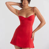 Short A-Line Summer Sexy Slim Sling Spaghetti Strap Strapless Backless Mini Dress