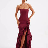 Ruffles High Split Nightclub Party Slim Bodycon 2025 Summer Elegant Long Maxi Dress