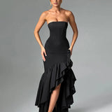 Ruffles High Split Nightclub Party Slim Bodycon 2025 Summer Elegant Long Maxi Dress