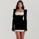 Lace SideWaist Wrap A-line Strapless Backless Nightclub Sexy Party Mini Dress