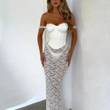 Party Lace Crop Top Skirts Slim Bodycon Spring Summer 2 Piece Dress