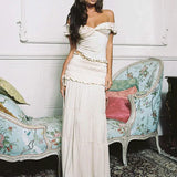 Party Pleated Crop Top Maxi Skirts Slim Bodycon Summer 2 Piece Dress