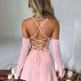 Bodycon Bandage Spaghetti Strap Spring Summer Backless Nightclub Sexy Party Mini Dress