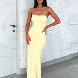 Bodycon Bandage Pleated Backless Sexy Long Elegant Spring Summer Maxi Dress